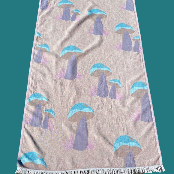 NEW! Mushroom Traveler Blanket Blue Red Reversible FLiPSiDE Earth Teal Gift Shop - Picture 15 of 15